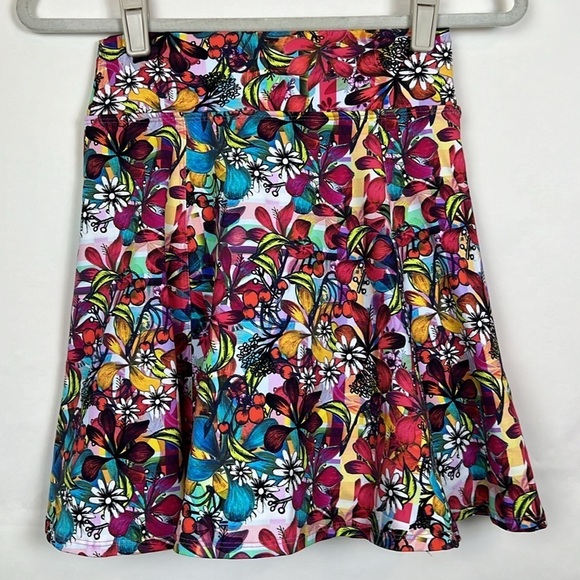 Dona Jo Flirty Tennis Pickleball Golf Running Skirt Skort Floral Bright Tropical - Picture 2 of 7
